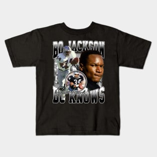 Bo Jackson Bo Knows Signature Vintage Legend Baseball Football Bootleg Rap Graphic Style Kids T-Shirt